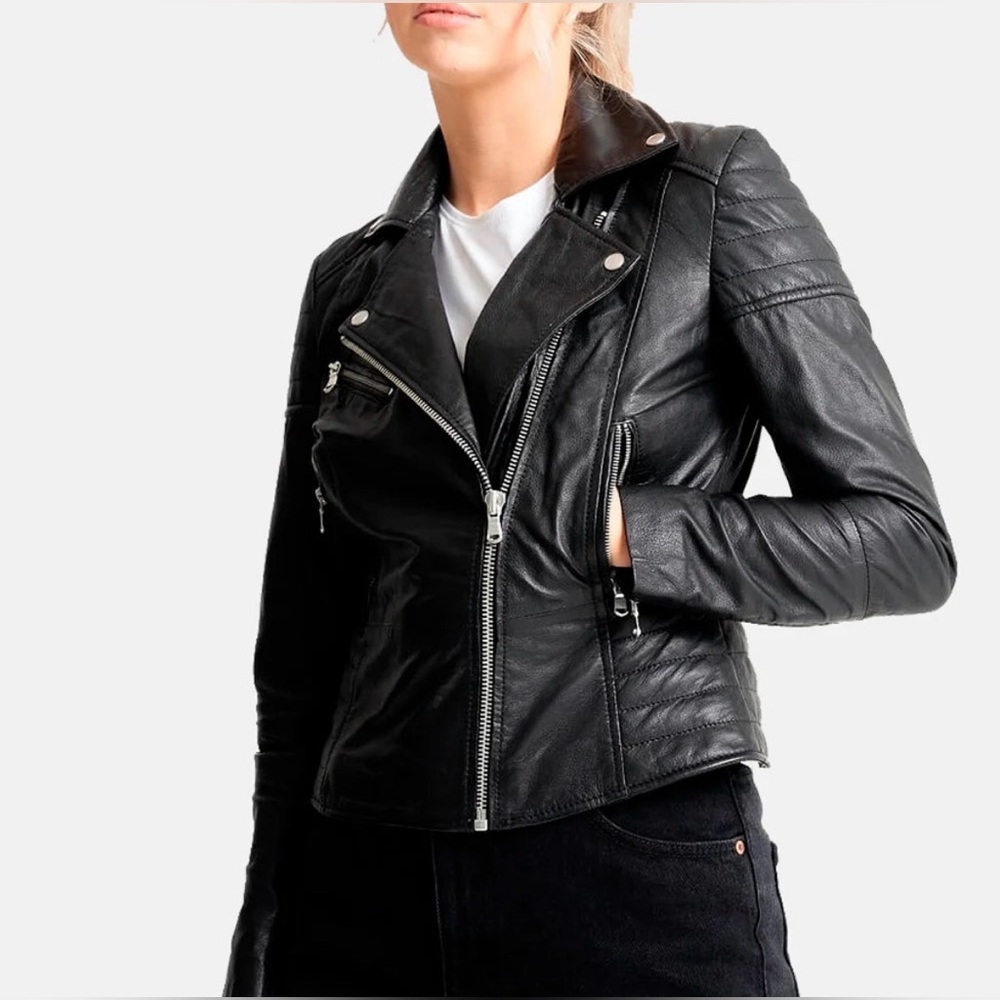 Barney’s Clara Black Leather Biker Jacket